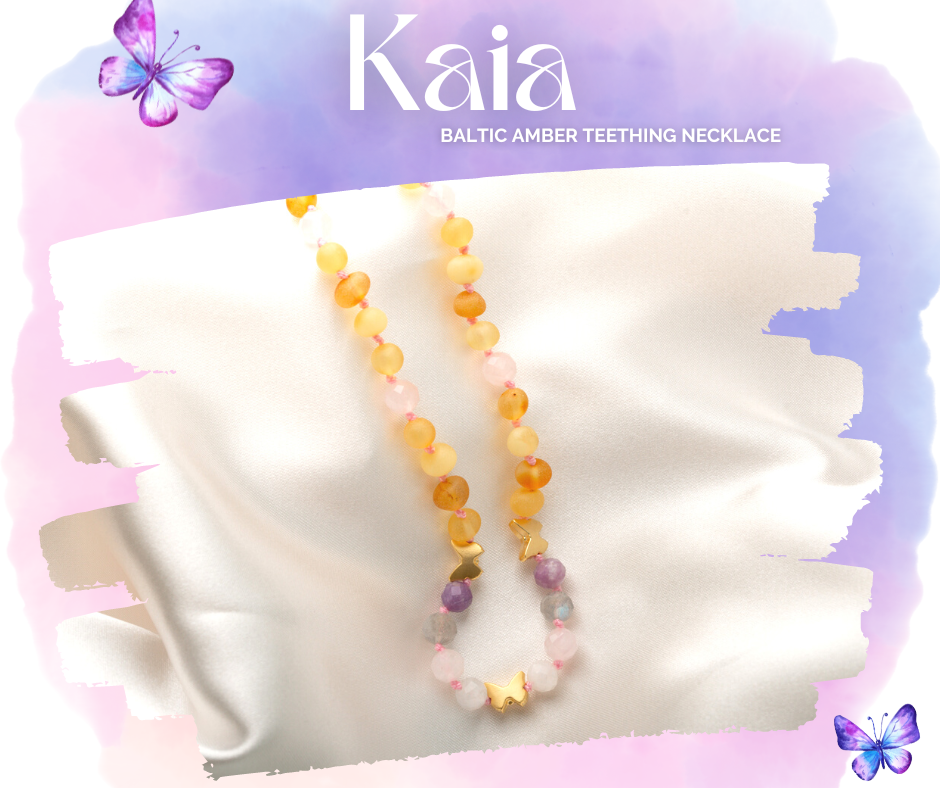 teething necklace with raw amber, rose quartz, and amethyst – UB2 | Urban  Baby Bonnets