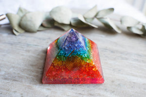 Rainbow chakra orgone pyramid by MacRae Naturals